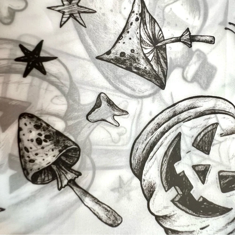 Halloween Charcoal Sketch Images Peva Shower Curtain Metal Grommets Black Potion